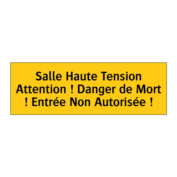 Salle Haute Tension Attention ! Danger de Mort ! Entrée Non Autorisée !