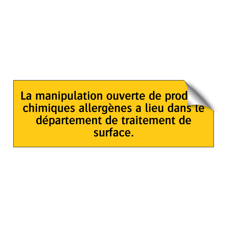 La manipulation ouverte de produits chimiques allergènes a lieu dans le département de traitement de surface
