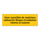 Zone surveillée de matériaux radioactifs Risque d'irradiation interne et externe