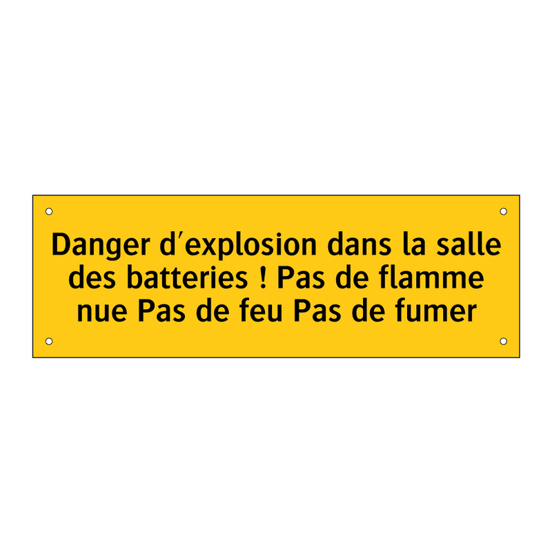 Danger d'explosion dans la salle des batteries ! Pas de flamme nue Pas de feu Pas de fumer