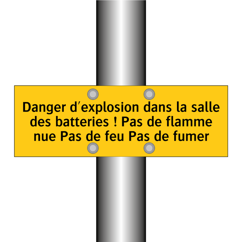 Danger d'explosion dans la salle des batteries ! Pas de flamme nue Pas de feu Pas de fumer