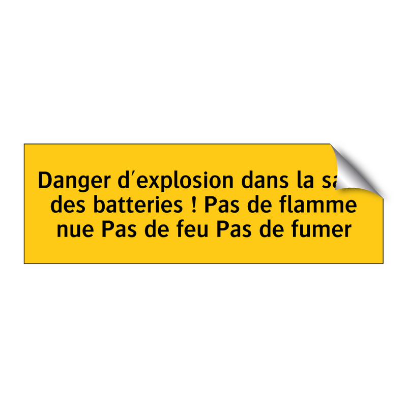Danger d'explosion dans la salle des batteries ! Pas de flamme nue Pas de feu Pas de fumer