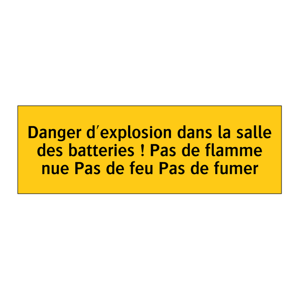 Danger d'explosion dans la salle des batteries ! Pas de flamme nue Pas de feu Pas de fumer