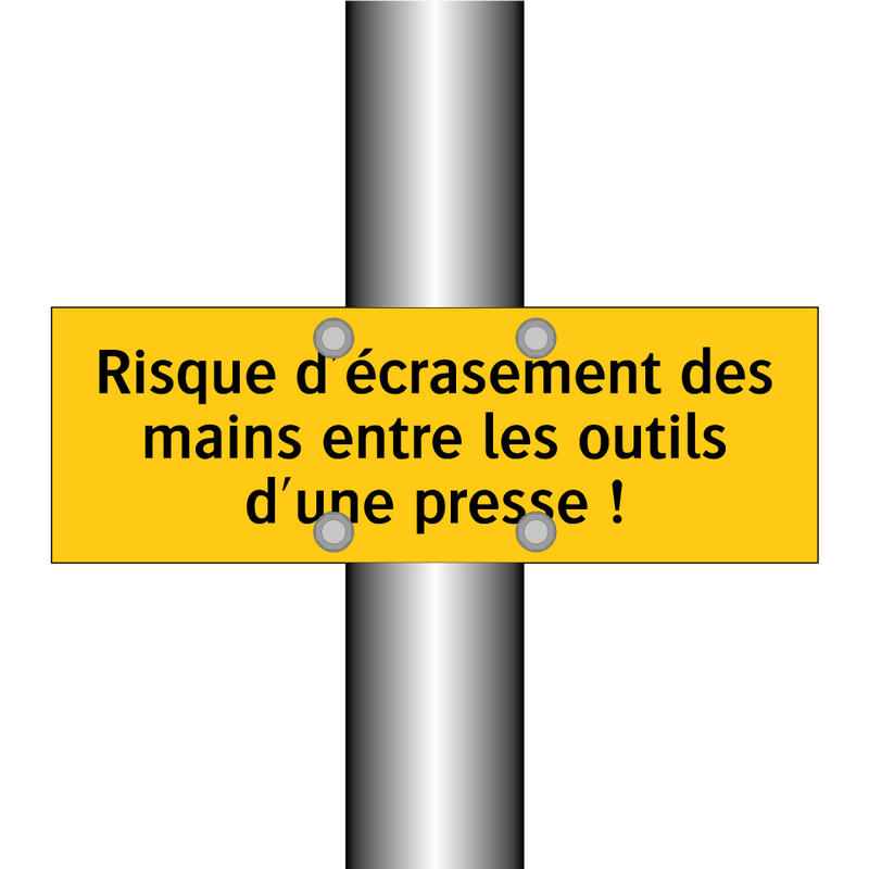Risque d'écrasement des mains entre les outils d'une presse !