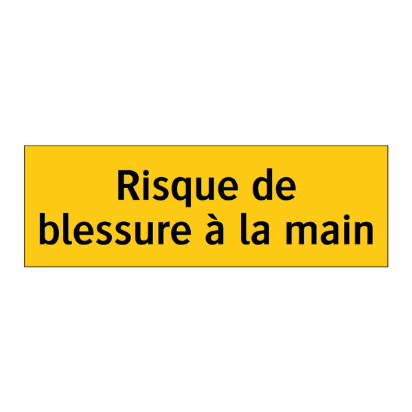 Risque de blessure à la main