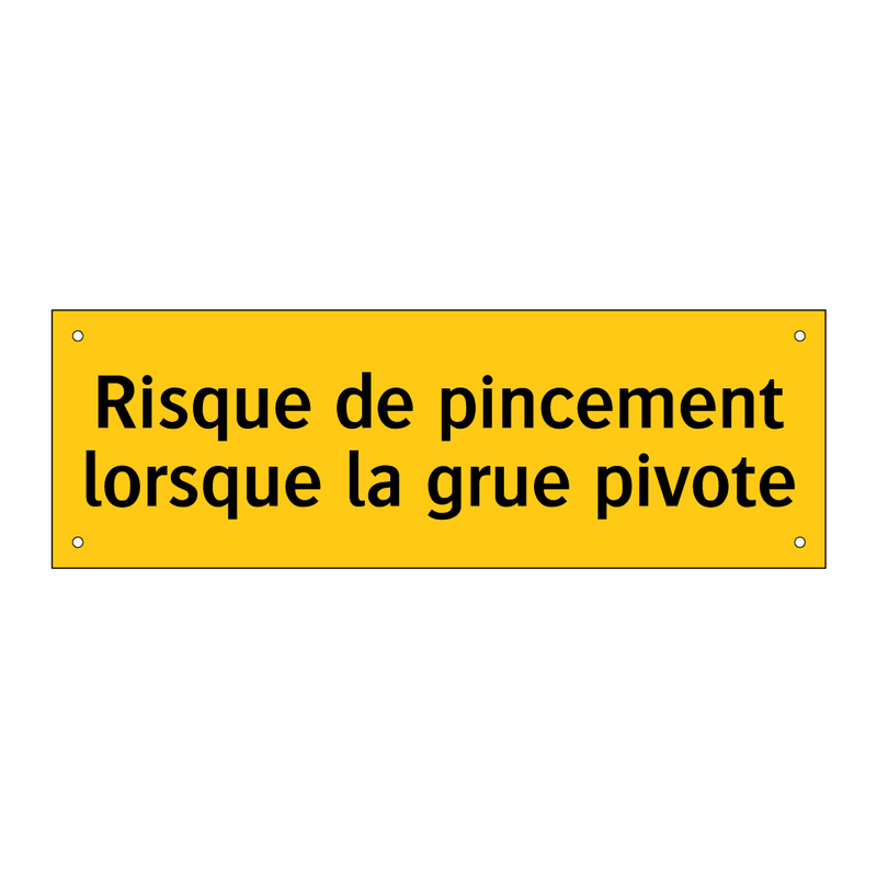 Risque de pincement lorsque la grue pivote