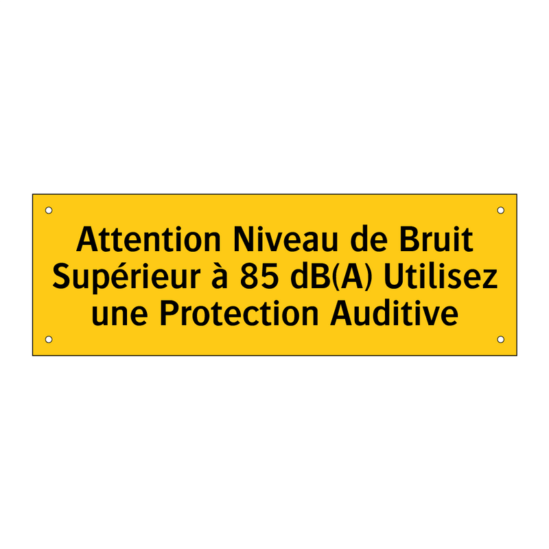 Attention Niveau de Bruit Supérieur à 85 dB(A) Utilisez une Protection Auditive