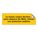Le niveau sonore derrière la porte dépasse 80 dB(A). Utilisez une protection auditive