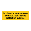 Le niveau sonore dépasse 80 dB(A). Utilisez une protection auditive