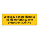 Le niveau sonore dépasse 85 dB (A) Utilisez une protection auditive