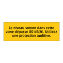Le niveau sonore dans cette zone dépasse 80 dB(A). Utilisez une protection auditive