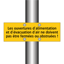 Les ouvertures d'alimentation et d'évacuation d'air ne doivent pas être fermées ou obstruées !