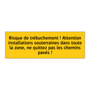 Risque de trébuchement ! Attention installations souterraines dans toute la zone, ne quittez pas les chemins pavés !