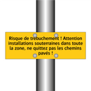Risque de trébuchement ! Attention installations souterraines dans toute la zone, ne quittez pas les chemins pavés !