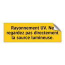 Rayonnement UV. Ne regardez pas directement la source lumineuse