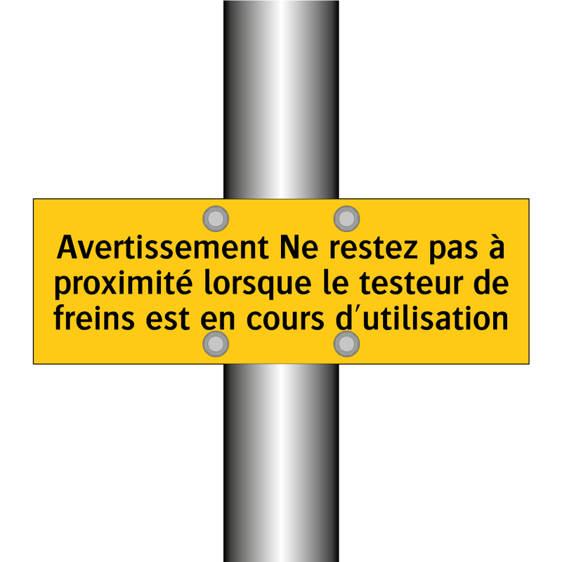 Avertissement Ne restez pas à proximité lorsque le testeur de freins est en cours d'utilisation