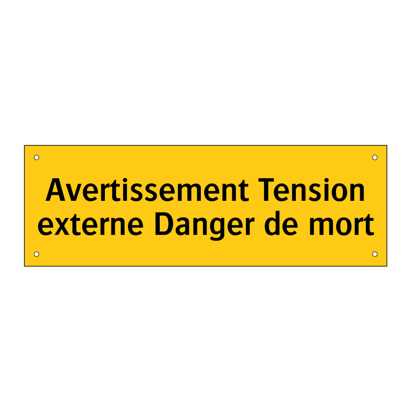Avertissement Tension externe Danger de mort