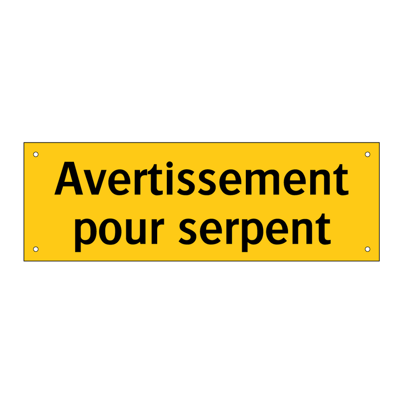 Avertissement pour serpent