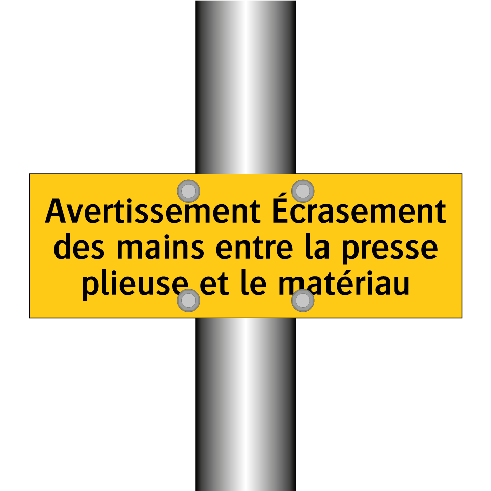 Avertissement Écrasement des mains entre la presse plieuse et le matériau