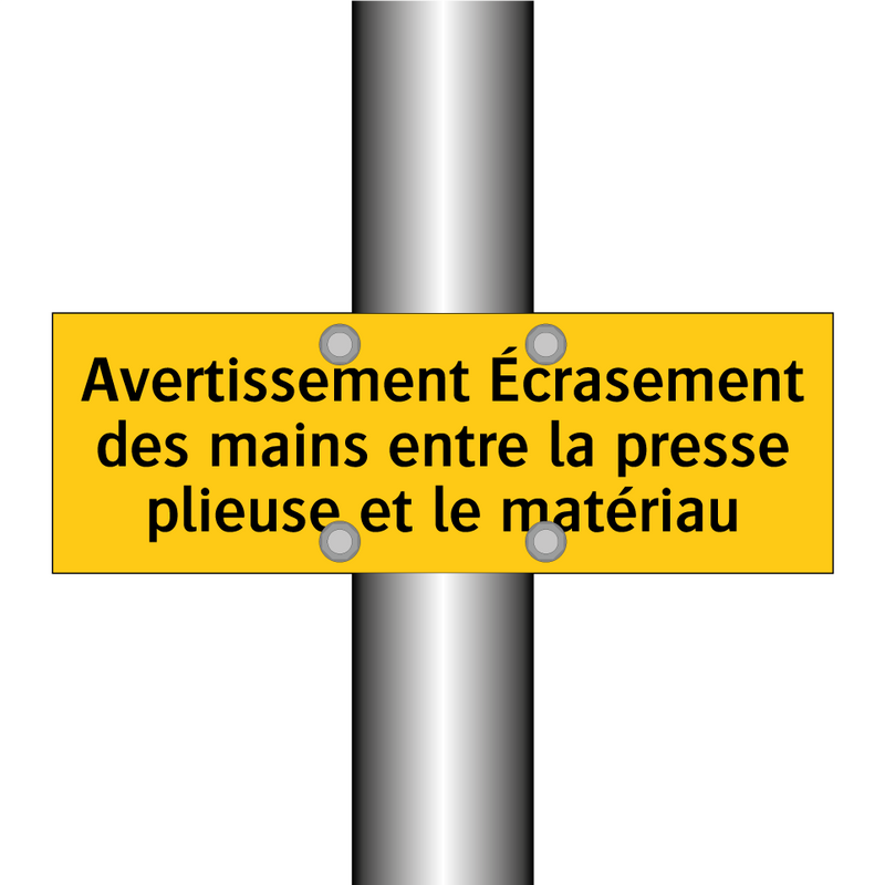 Avertissement Écrasement des mains entre la presse plieuse et le matériau