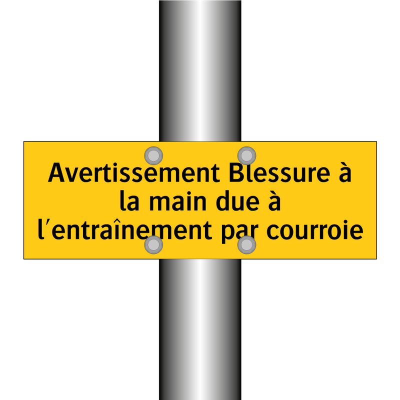 Avertissement Blessure à la main due à l'entraînement par courroie