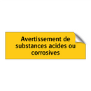 Avertissement de substances acides ou corrosives