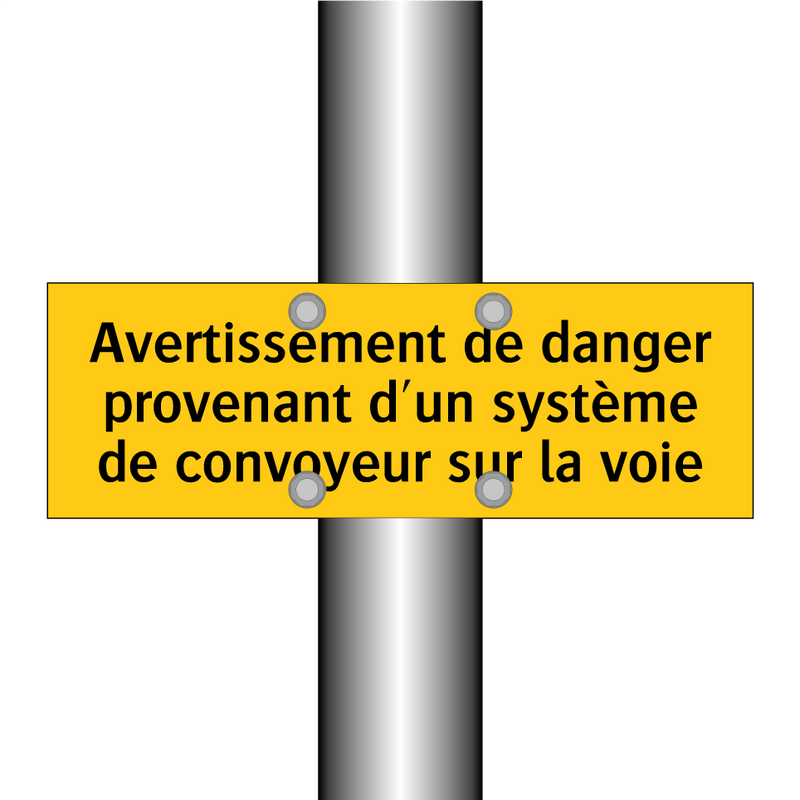 Avertissement de danger provenant d'un système de convoyeur sur la voie