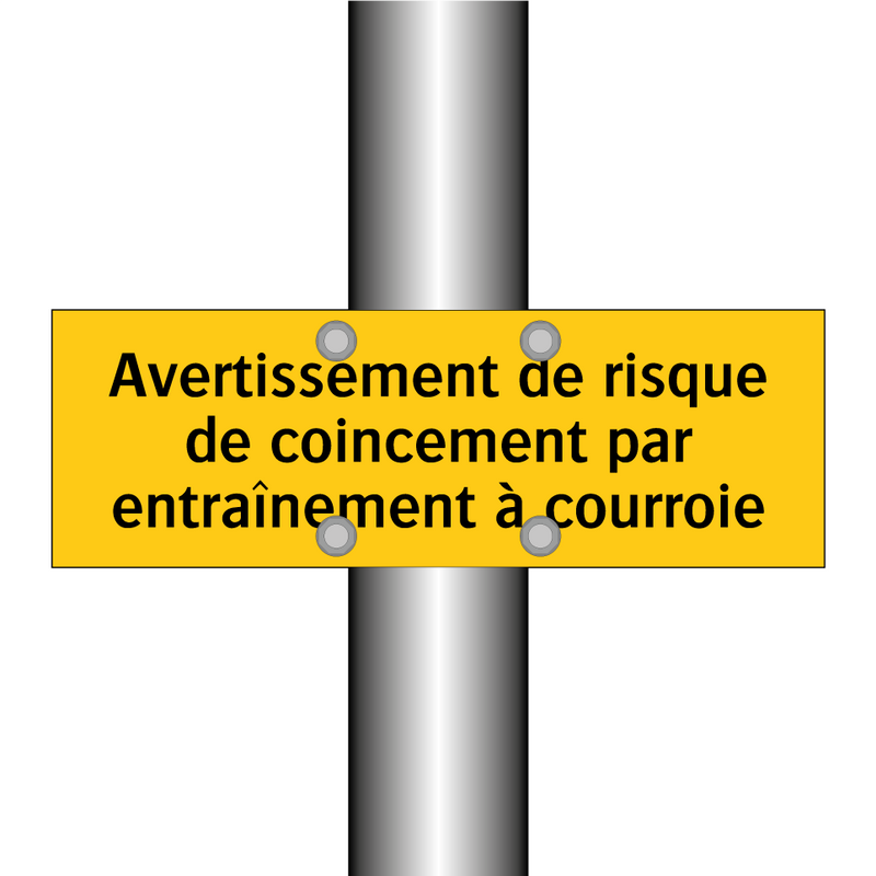 Avertissement de risque de coincement par entraînement à courroie