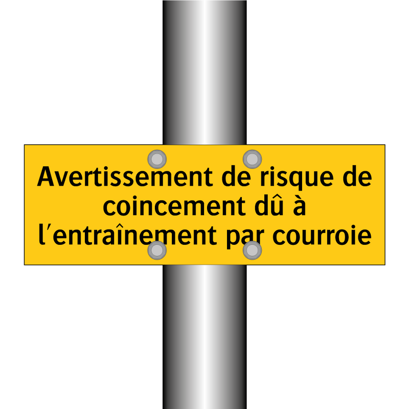 Avertissement de risque de coincement dû à l'entraînement par courroie