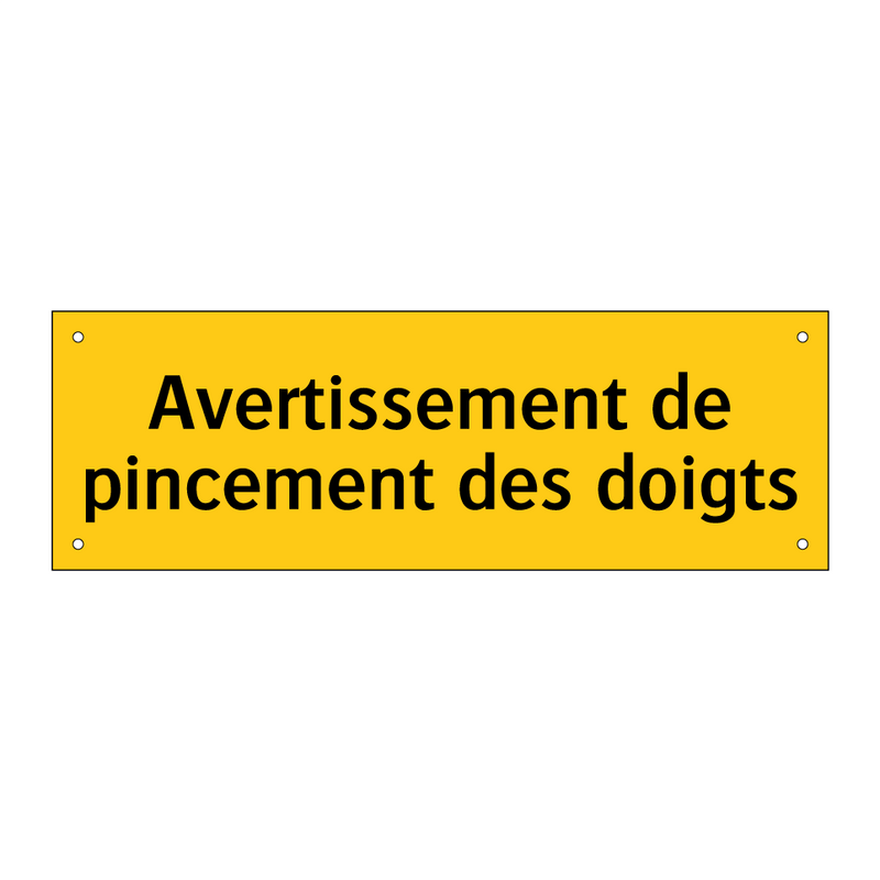 Avertissement de pincement des doigts