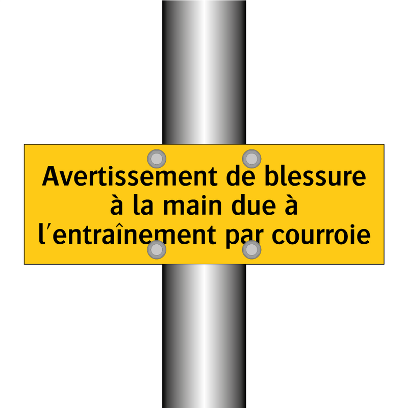 Avertissement de blessure à la main due à l'entraînement par courroie
