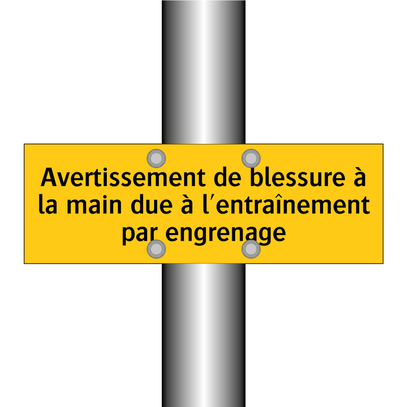 Avertissement de blessure à la main due à l'entraînement par engrenage