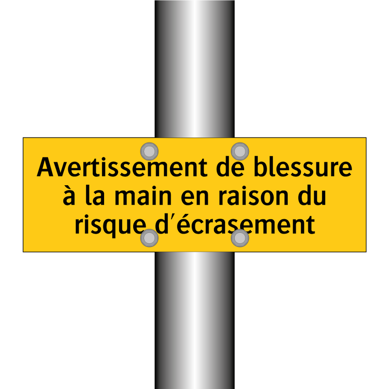 Avertissement de blessure à la main en raison du risque d'écrasement