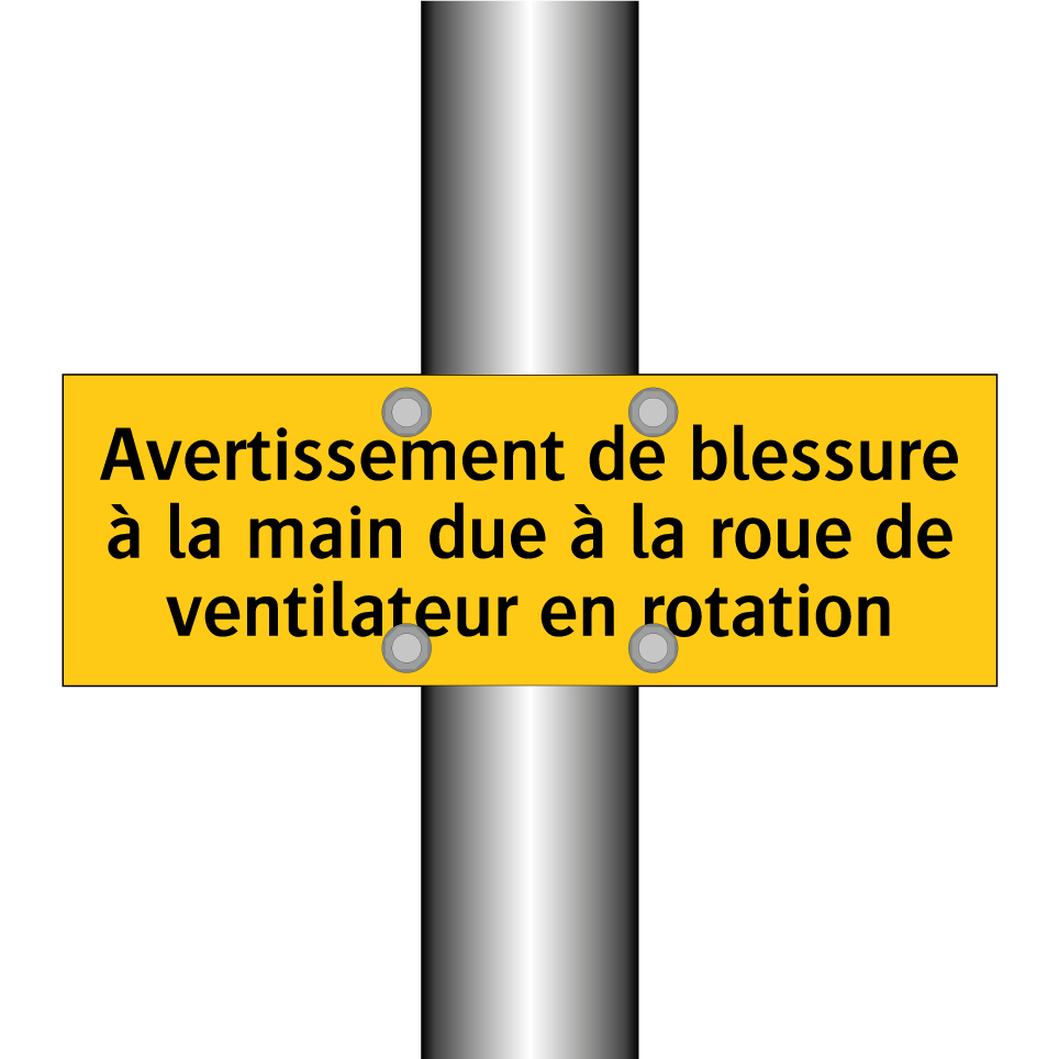 Avertissement de blessure à la main due à la roue de ventilateur en rotation