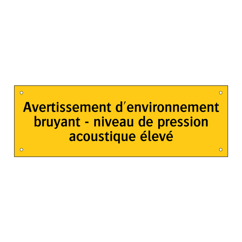 Avertissement d'environnement bruyant - niveau de pression acoustique élevé
