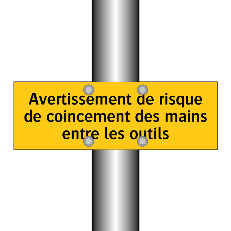 Avertissement de risque de coincement des mains entre les outils