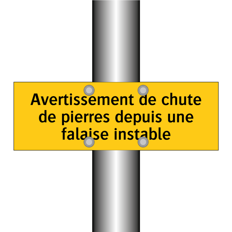Avertissement de chute de pierres depuis une falaise instable