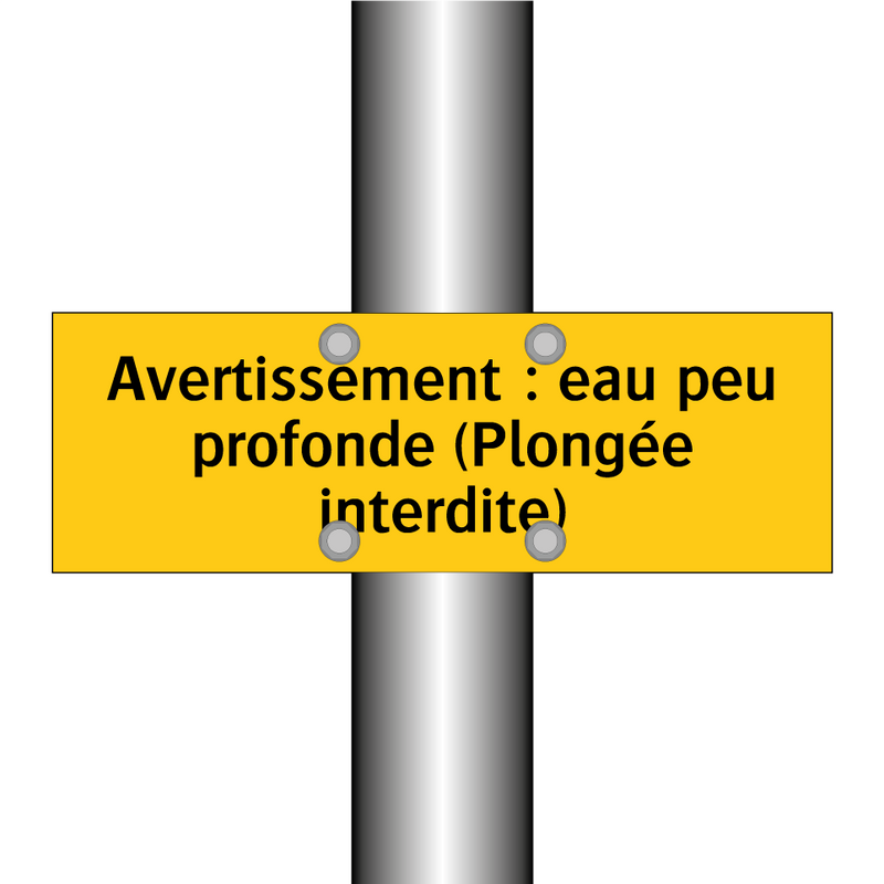 Avertissement : eau peu profonde (Plongée interdite)