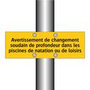 Avertissement de changement soudain de profondeur dans les piscines de natation ou de loisirs