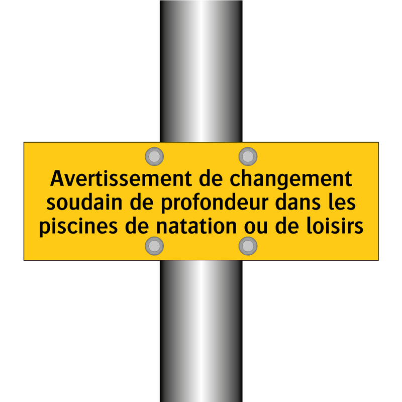 Avertissement de changement soudain de profondeur dans les piscines de natation ou de loisirs