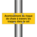 Avertissement du risque de chute à travers les trappes dans le sol