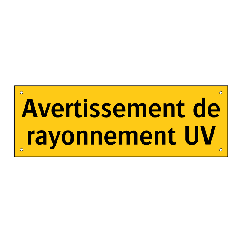 Avertissement de rayonnement UV