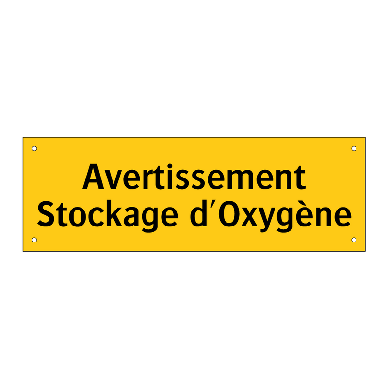 Avertissement Stockage d'Oxygène