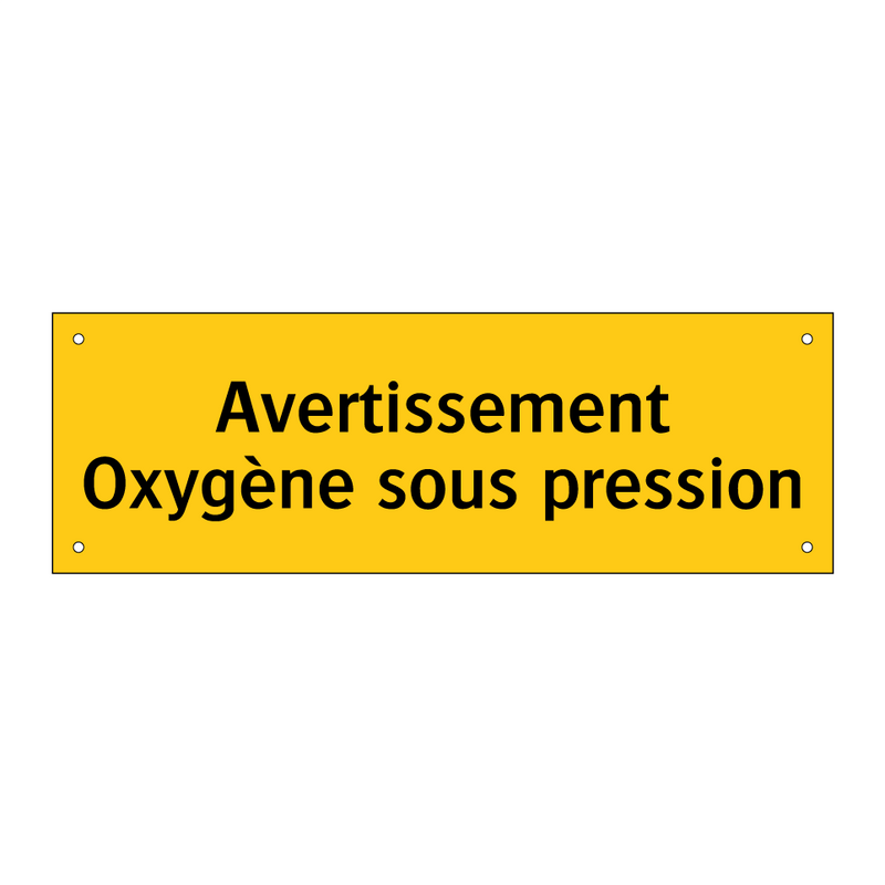 Avertissement Oxygène sous pression