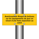 Avertissement Risque de brûlures sur les équipements de jeux en raison d'une forte exposition au soleil