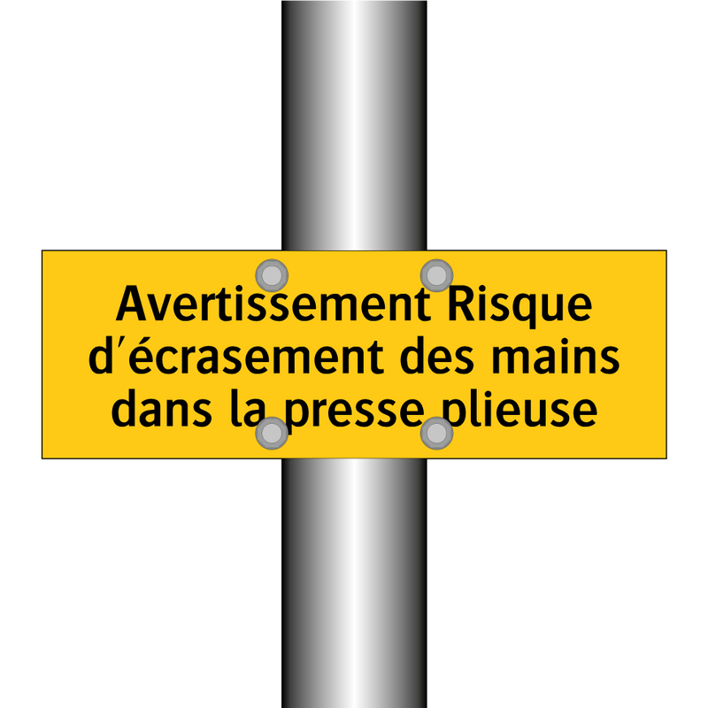 Avertissement Risque d'écrasement des mains dans la presse plieuse