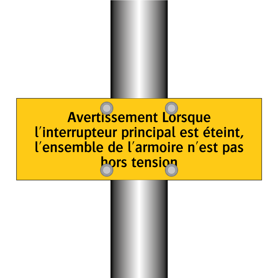 Avertissement Lorsque l'interrupteur principal est éteint, l'ensemble de l'armoire n'est pas hors tension