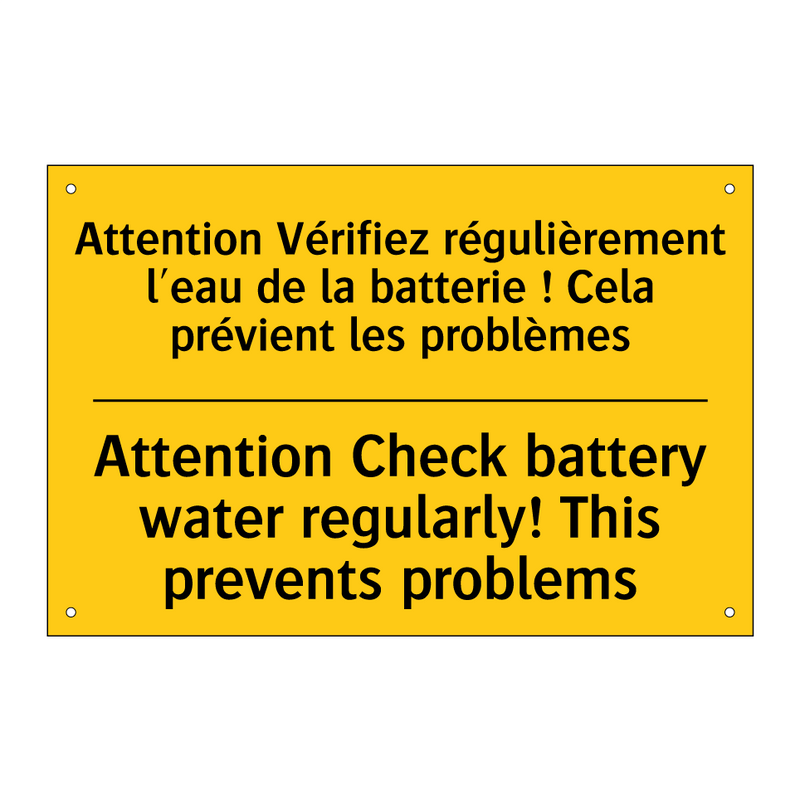 Attention Vérifiez régulièrement  /.../ - Attention Check battery water  /.../