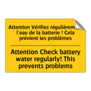 Attention Vérifiez régulièrement  /.../ - Attention Check battery water  /.../