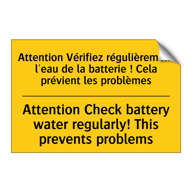 Attention Vérifiez régulièrement  /.../ - Attention Check battery water  /.../